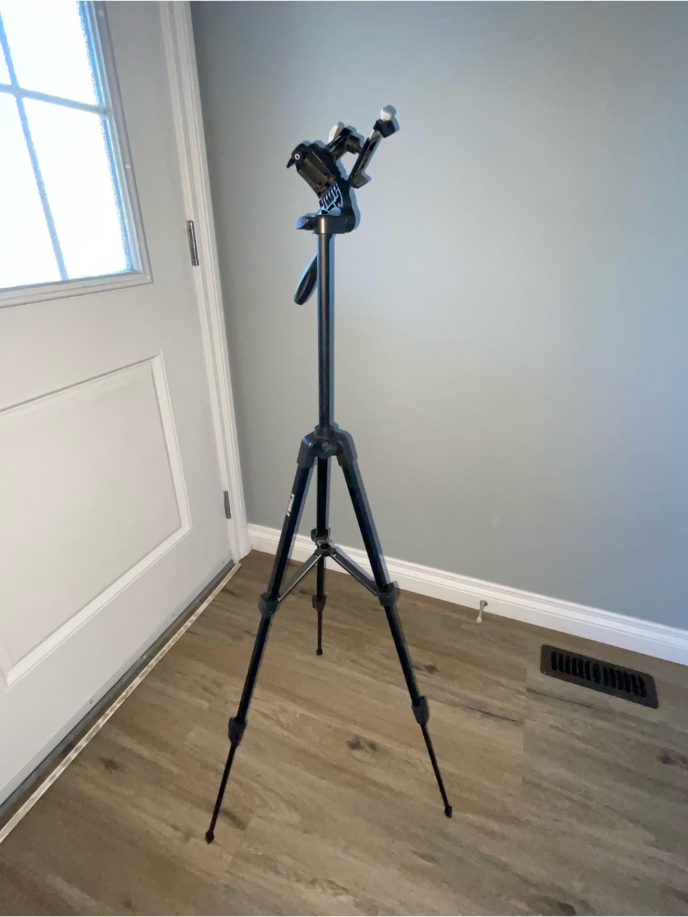 Black Camera Tripod with Adjustable Head - Lightweight Stabilizing Stand